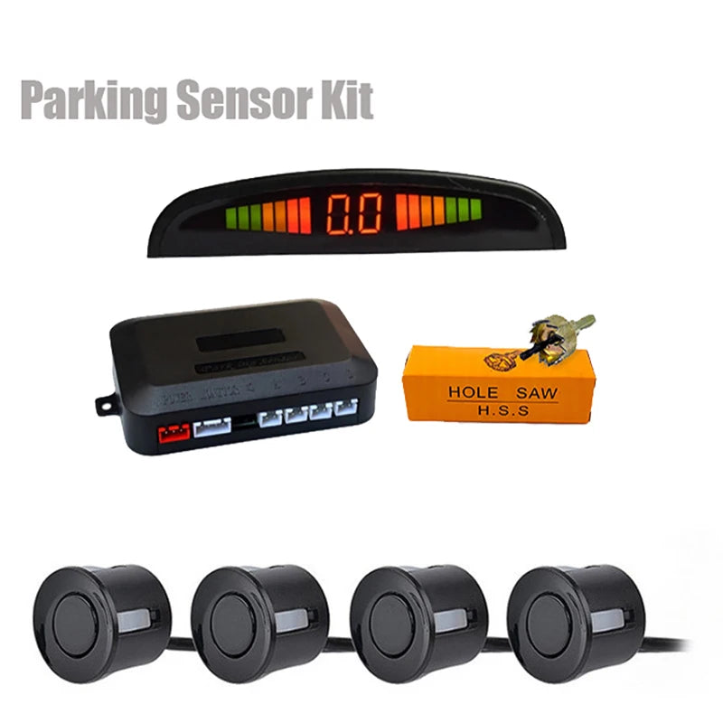 Car LED Parking Sensor Kit with 4 Sensors, Distance Display & Alarm