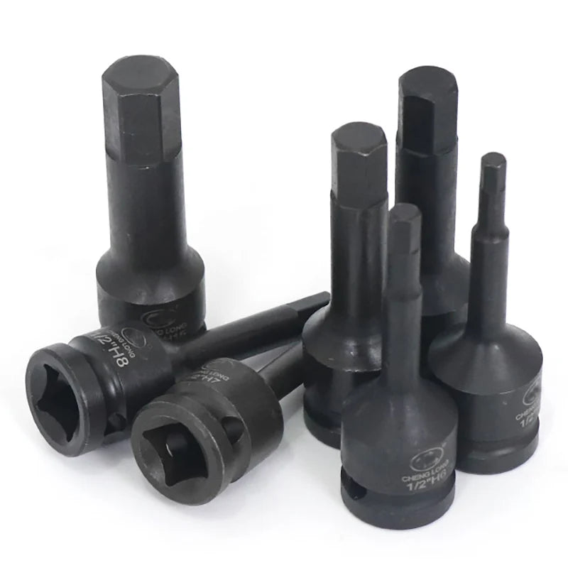 1/2 Inch Drive Long Impact Socket Set Hex Bits Allen Driver Metric H4 to H19