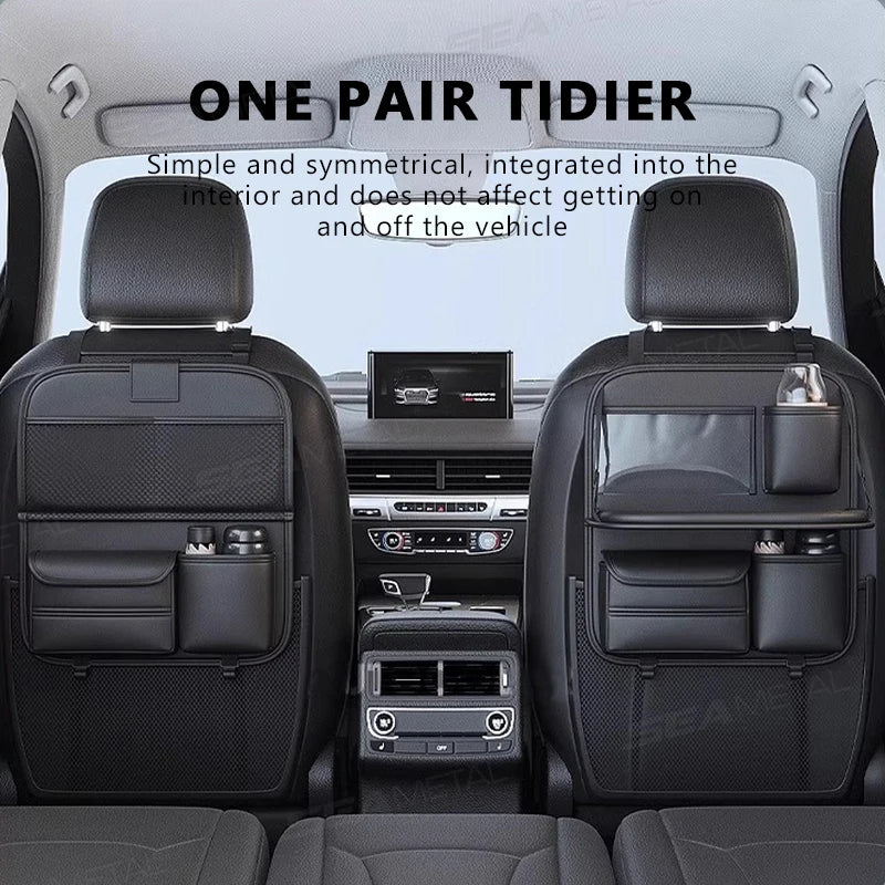 Large Capacity Car Seat Back Organizer with Foldable Dining Tray - image 6