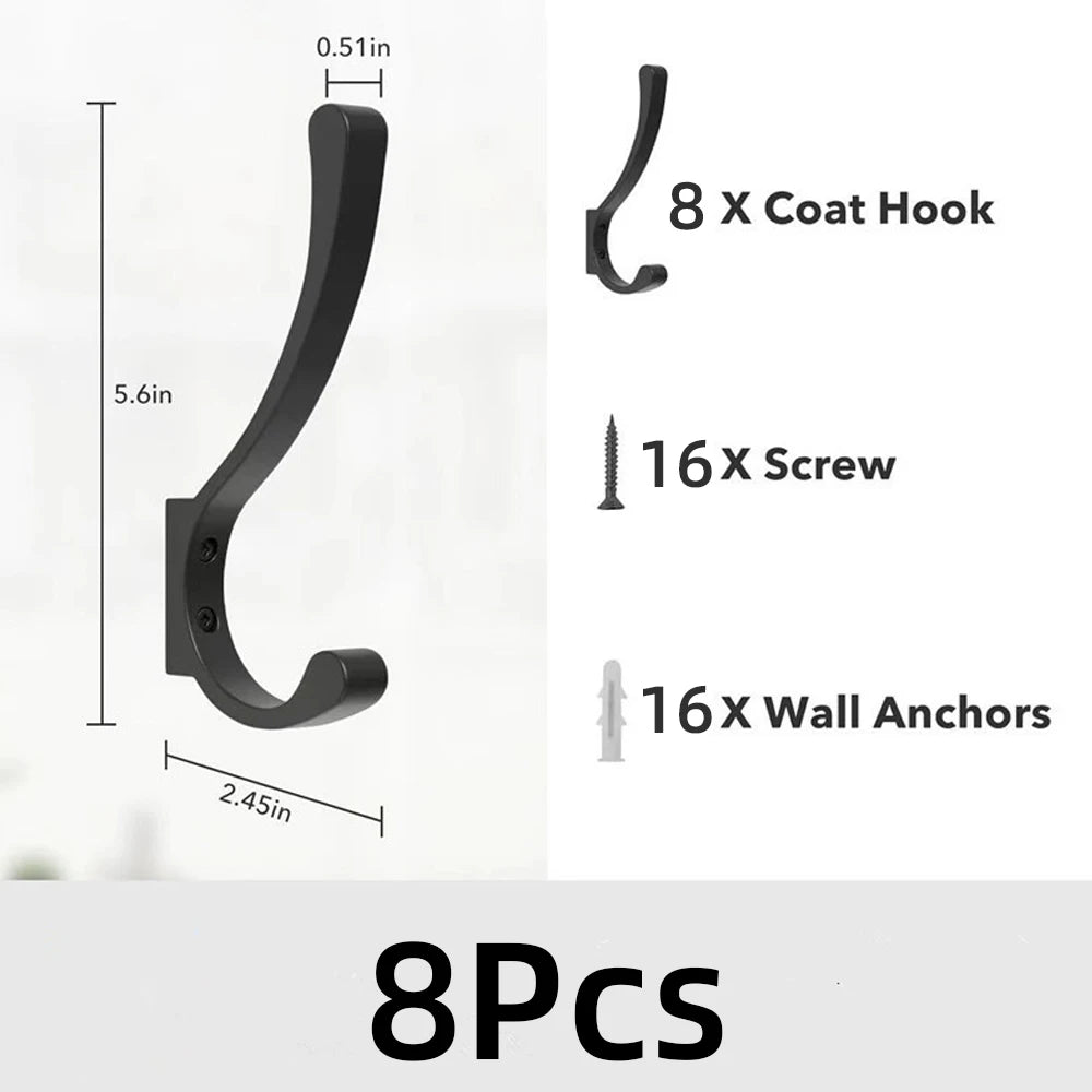 Heavy-Duty Black Metal Wall Hook – Coats & Backpacks
