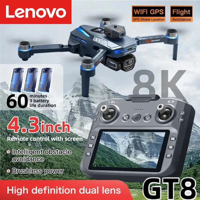 Lenovo GT8 Drone – 8K HD Dual Camera Brushless Foldable FPV Quadcopter