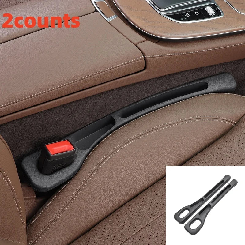 PU Leather Car Seat Gap Fillers with 2 Storage Grooves, Pair