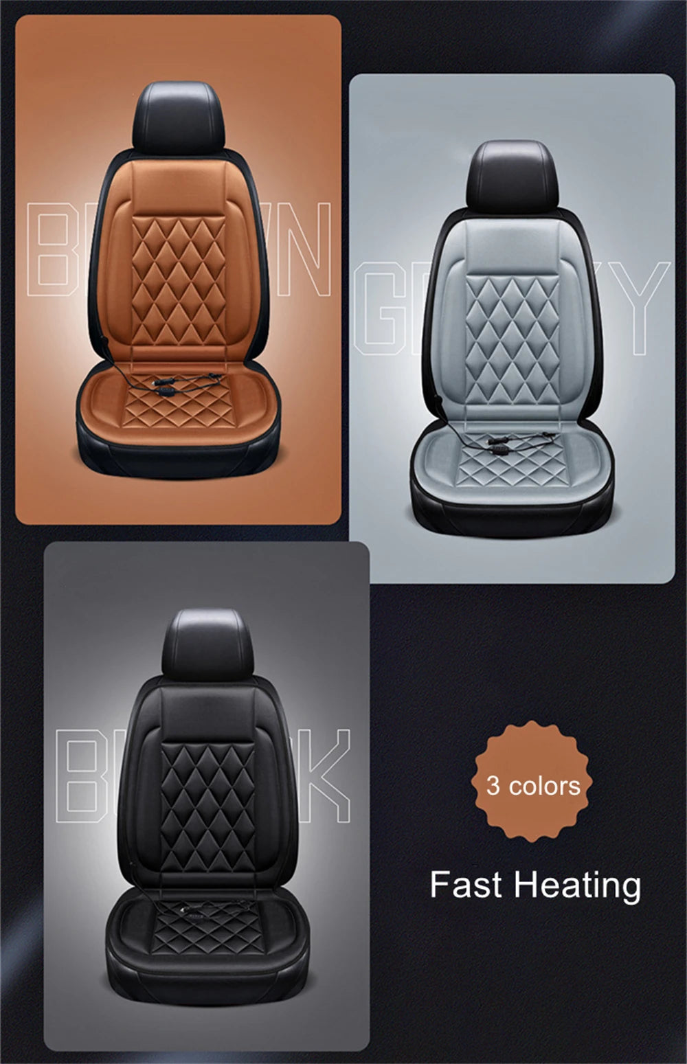 12V Heated Car Seat Cushion with High and Low Settings