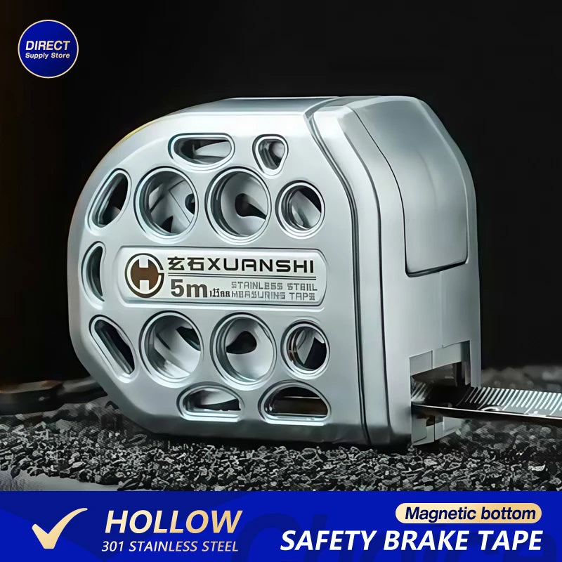 Premium Retractable Magnetic Tape Measure – Stainless Steel Hollow Design for Electricians, Carpenters & DIY Anti-Corrosion Tool