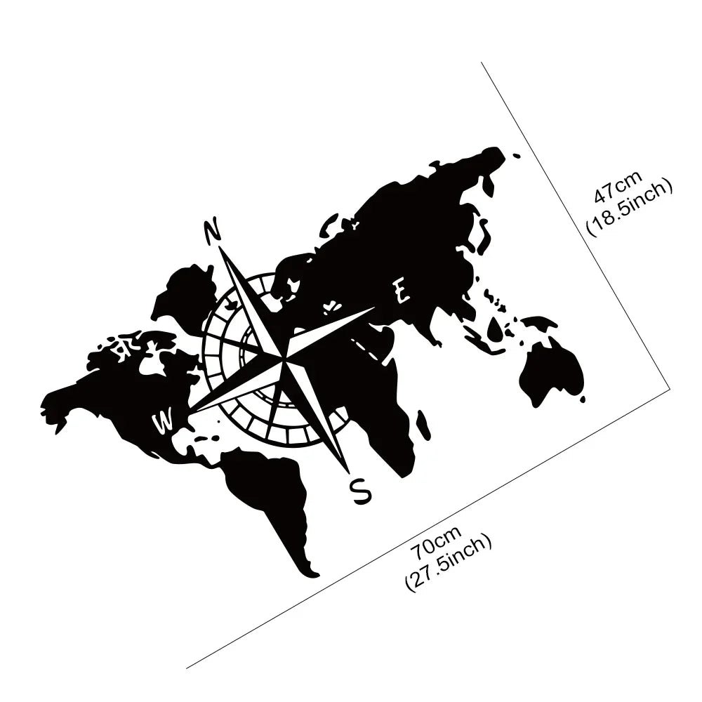 World Map Compass Camper Decal for RV, Motorhome, Truck and Car
