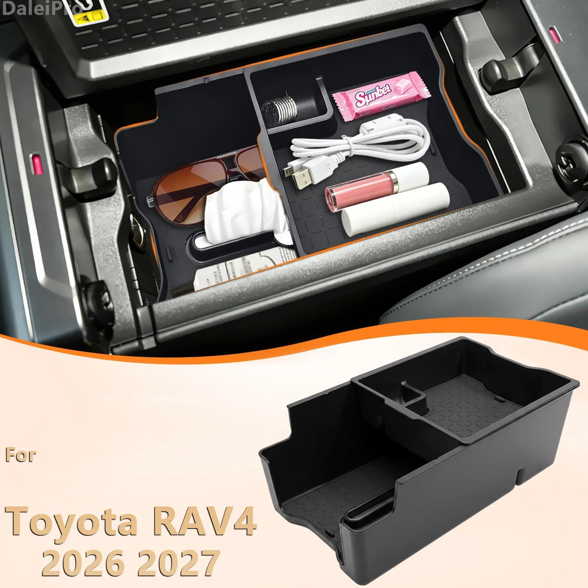 2-Layer Center Console Organizer for Toyota RAV4 XA60 2026-2027