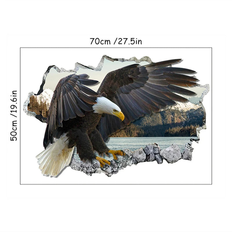 3D Broken Wall Eagle Mural Wall Sticker for Home Decoration - view 14