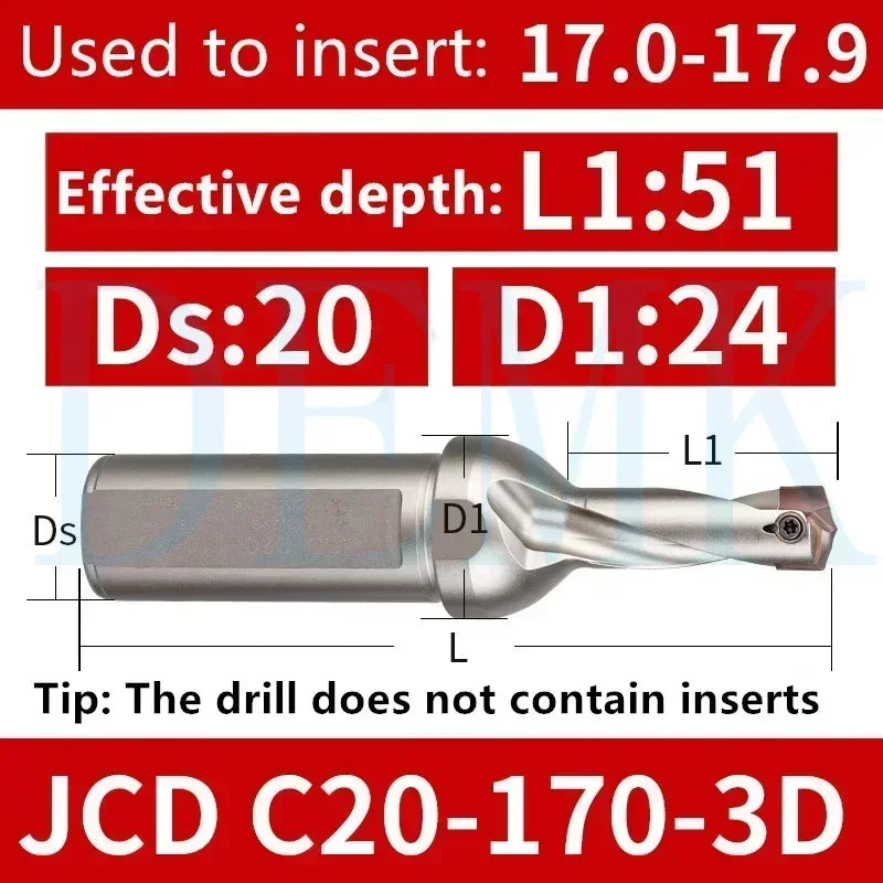 Indexable U Drill with Internal Cooling, 3D-10D, 10-25mm Diameter