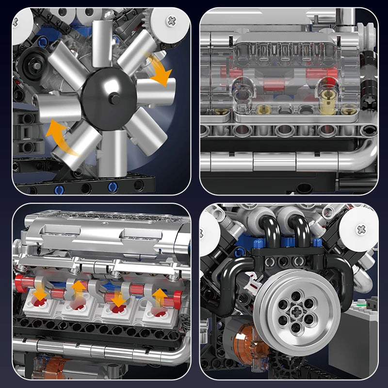 V8 Engine Building Block Model Kit, 500+ Pieces for Ages 8 and Up