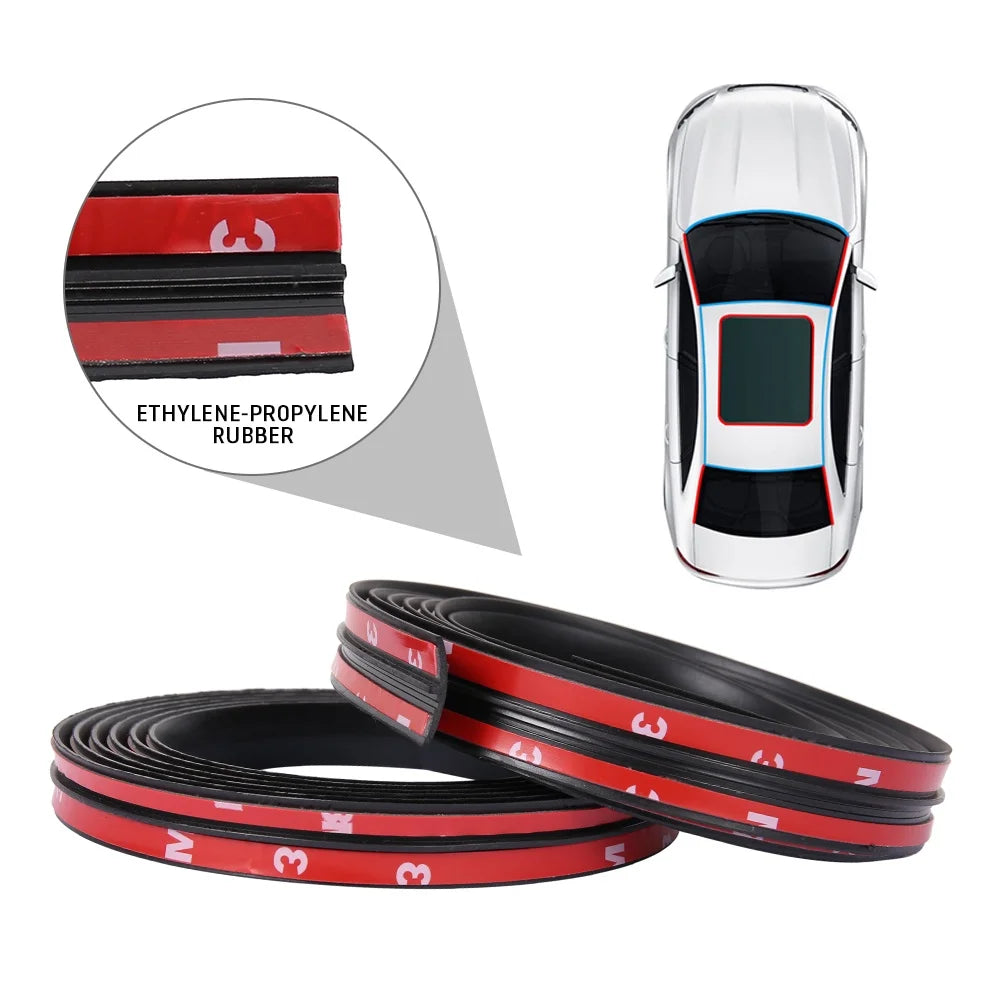 Car windshield sealing strip 2m, T-type rubber seal against leaks and wind noise