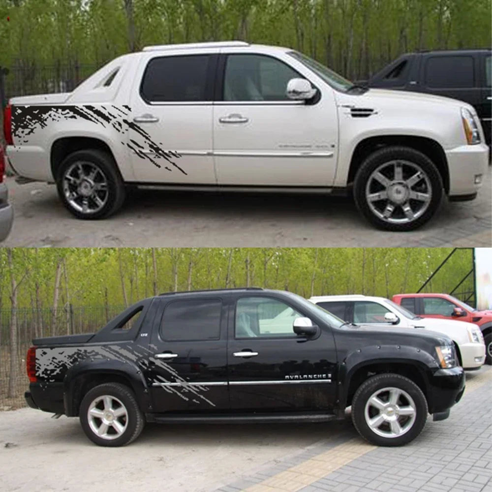 Pickup Truck Body Side Splash Decals, Universal Fit, 2pc