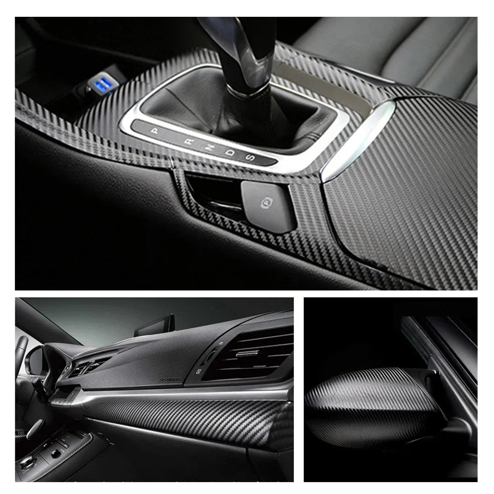 3D Carbon Fiber Vinyl Wrap Roll - Self-Adhesive Waterproof Car Sticker - image 2