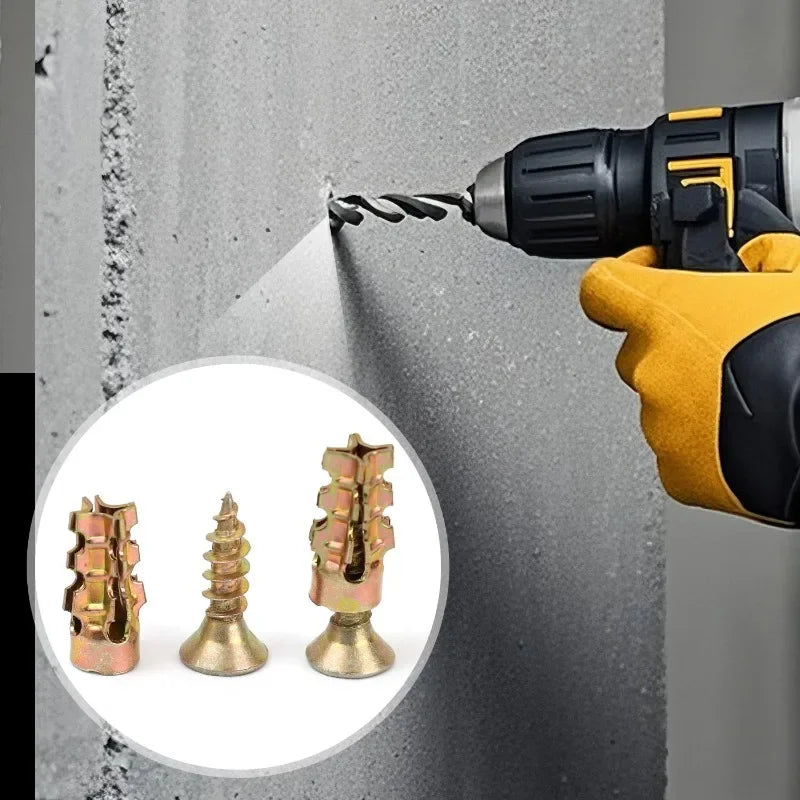 Hollow Wall Metal Anchors with Screws – Drywall & Concrete