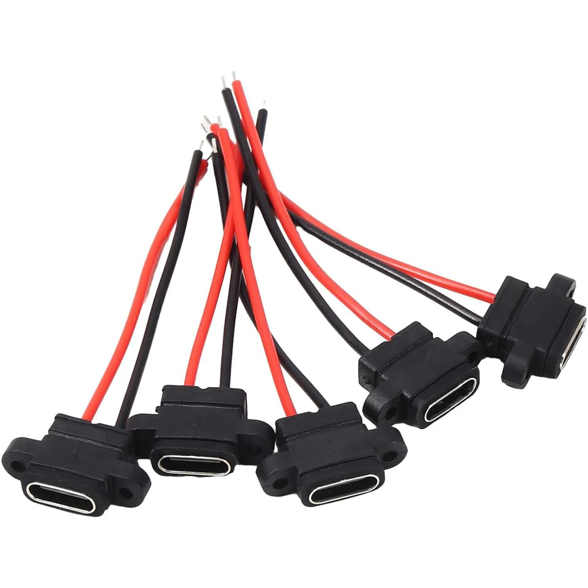 5PCS Type-C Female Chassis 2 Pin Type-C Female Socket Connector Waterproof Jack Female Charging Port 3A USB-C Charger Plug Socke