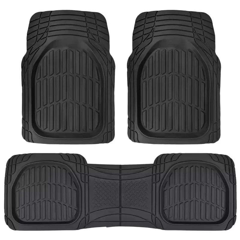 SET/3pcs Universal Car Floor Mats-Deep Dish Heavy Duty Rubber Floor Mats for Car SUV Truck & Van-All Weather Protection