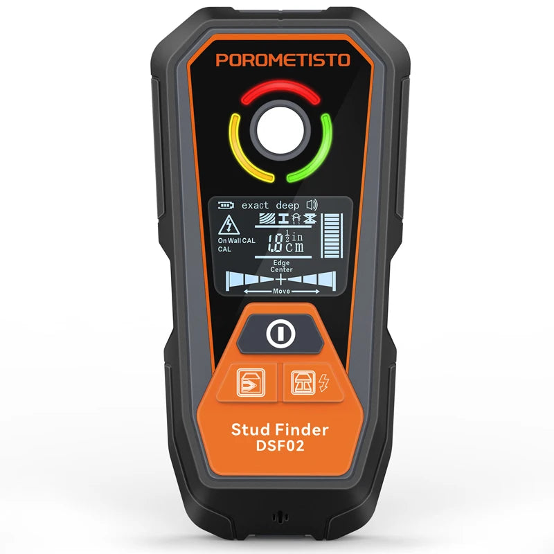 DSF02 6-in-1 Wall Scanner Type-C Rechargeable Stud Finder with Deep Modes, AC Wire, Metal & Pipe Detection for Safe Drilling