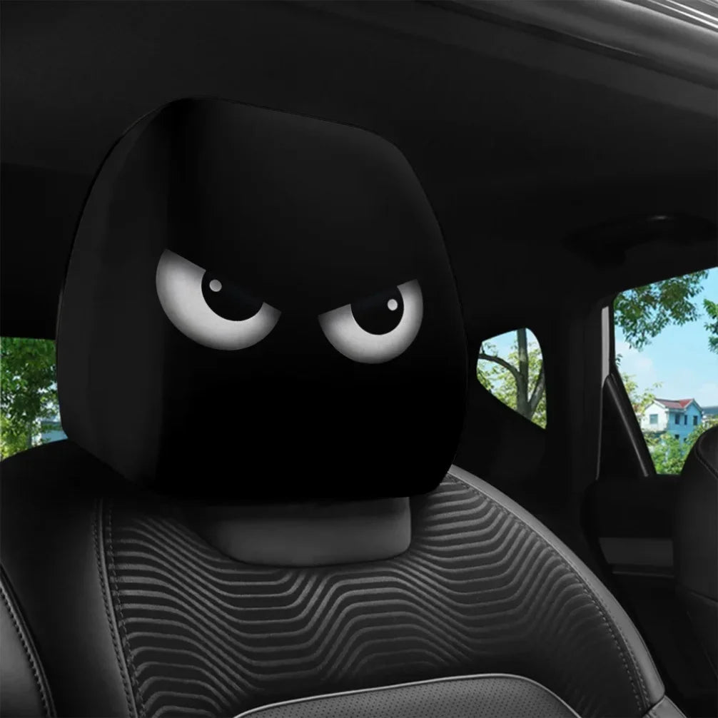 Cartoon Eyes Print Car Headrest Covers, Set of 2