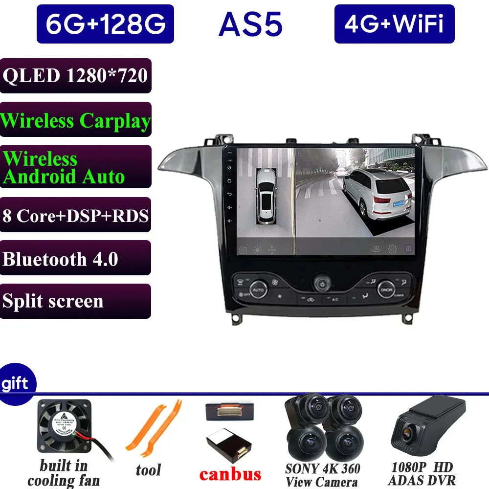 Ford S-Max Galaxy 2006-2015 9 Inch CarPlay Android Auto Player - image 9