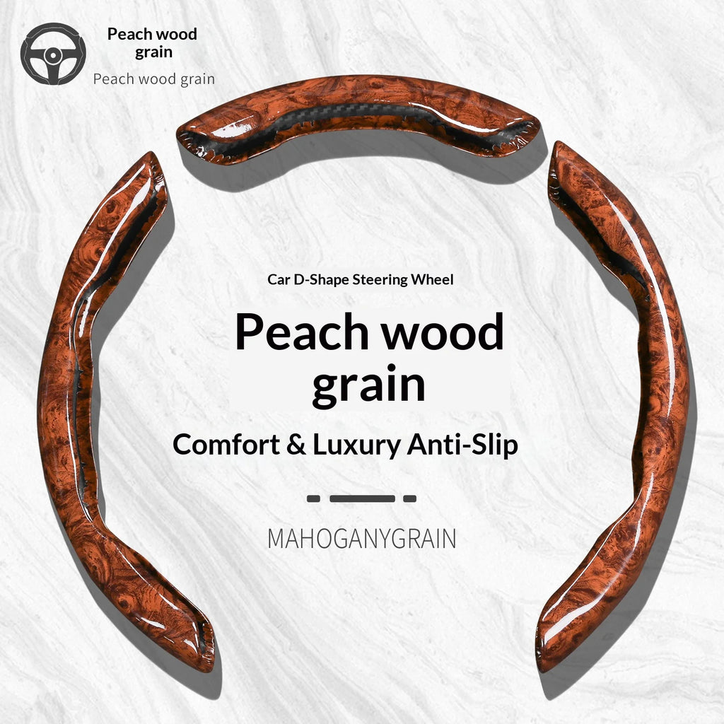 3-Piece Wood Grain Car Steering Wheel Cover, Minimalist Style - view 2