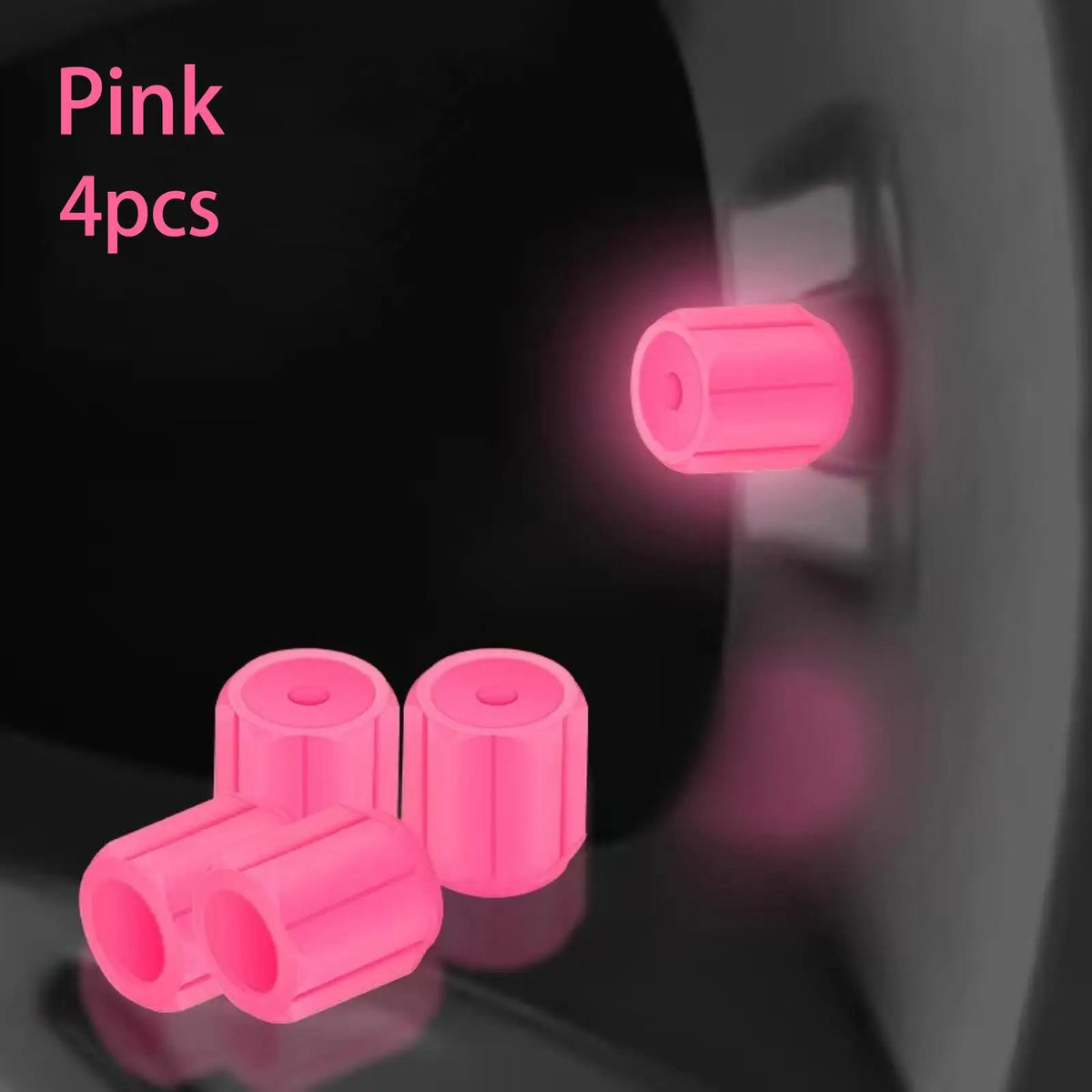 Glow in the Dark Tire Valve Stem Caps, Set of 4