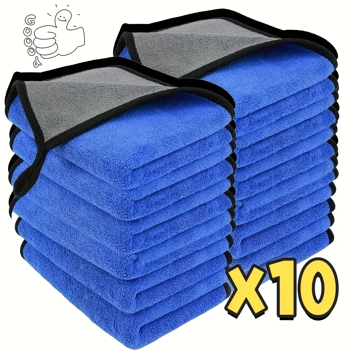 30x60cm Microfiber Car Cleaning Towels, Double Layer, 1/2/3/6/10 Pack