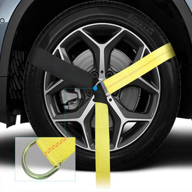 Ratchet Tie Down Strap Kit with Snap Hooks Car Tire Straps for Car Truck and Trailer