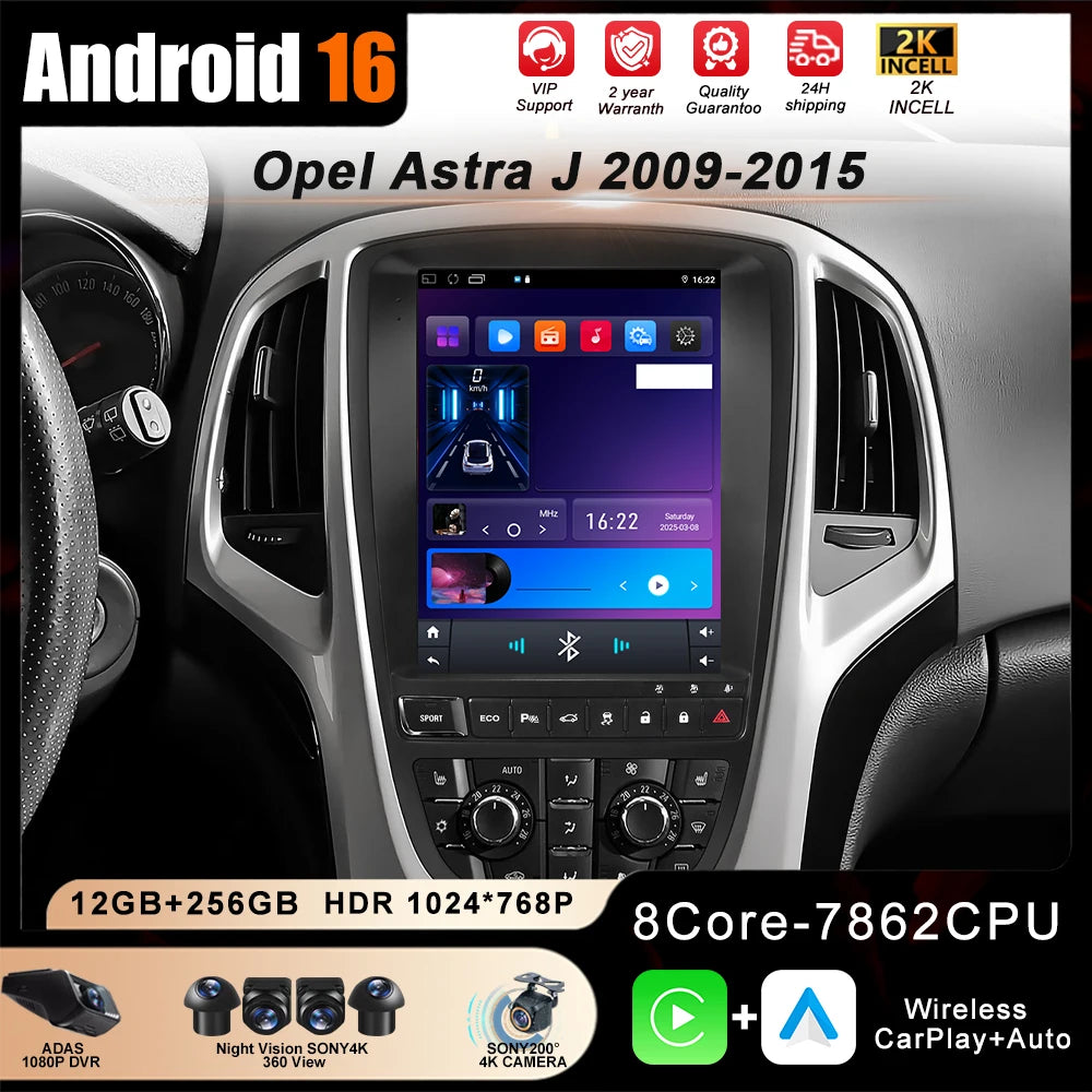 Opel Astra J Car Radio with Android Auto & GPS Navigation (2009-2015)