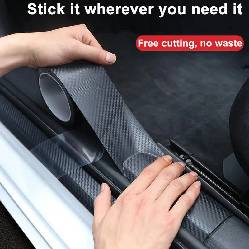 Carbon Fiber Protective Film Strip for Door Sills & Mirrors, Anti-Scratch