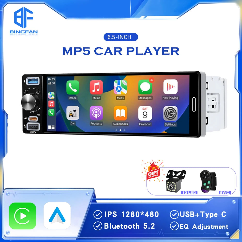 6.5-Inch Bluetooth Car Stereo with CarPlay & Android Auto