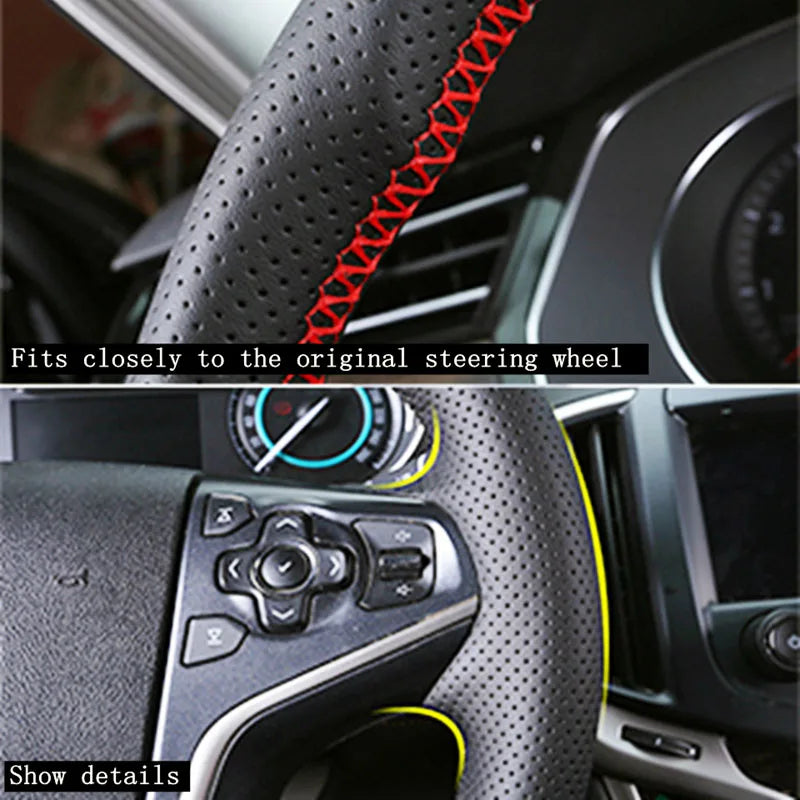 Genuine Leather Steering Wheel Cover for Chevy Silverado & GMC Sierra - image 5