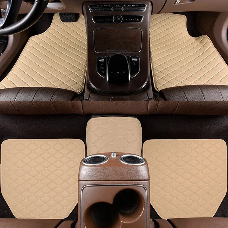 Universal Waterproof PU Leather Car Floor Mats, 5-Piece Set