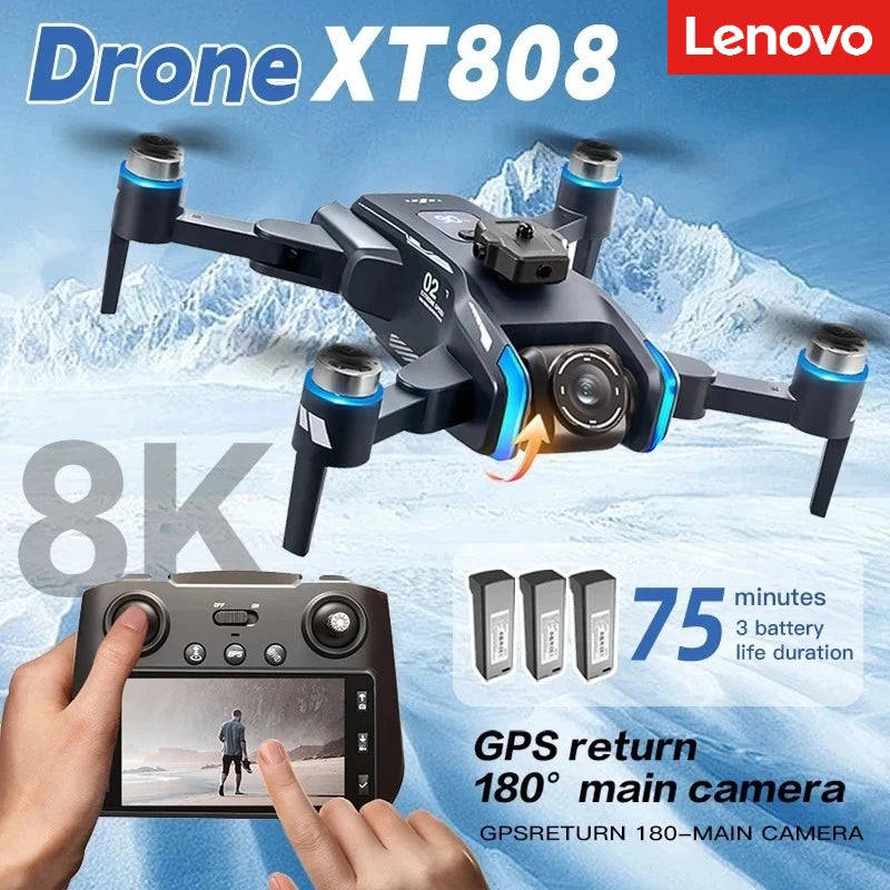 Lenovo XT808 GPS Drone 8K Foldable FPV Brushless Quadcopter