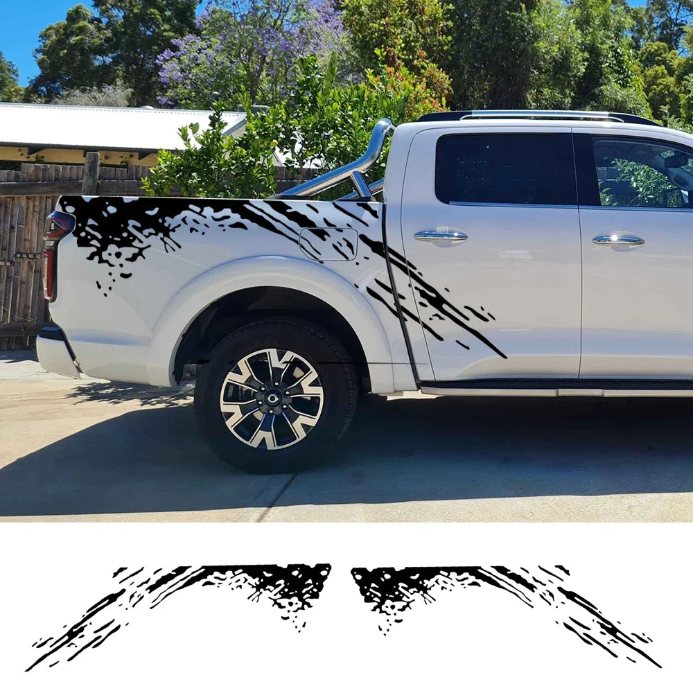Pickup Truck Body Side Splash Decals, Universal Fit, 2pc