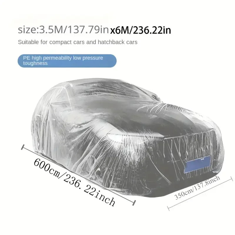 Disposable Clear Plastic Car Cover with Elastic Hem