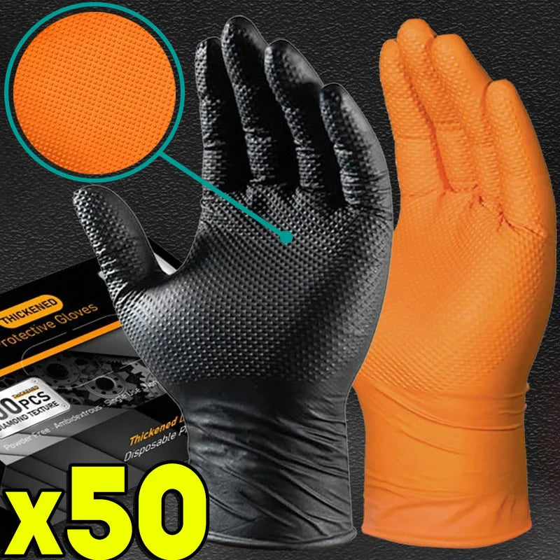 Heavy Duty Disposable Nitrile Gloves, 8Mil Extra Thick, Antislip Grip