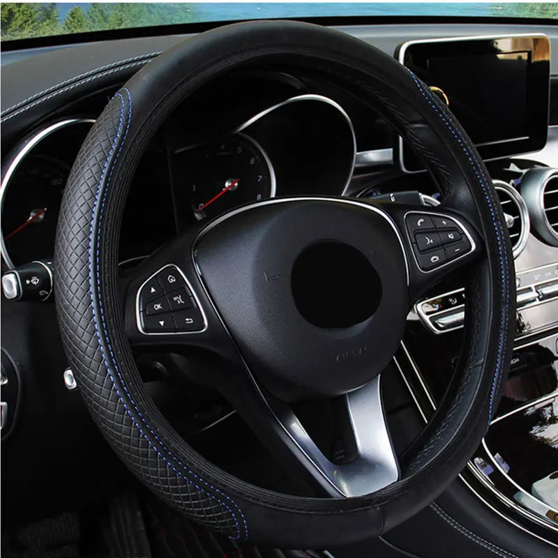 Universal Non-Slip Embossed Steering Wheel Cover, 37-38cm