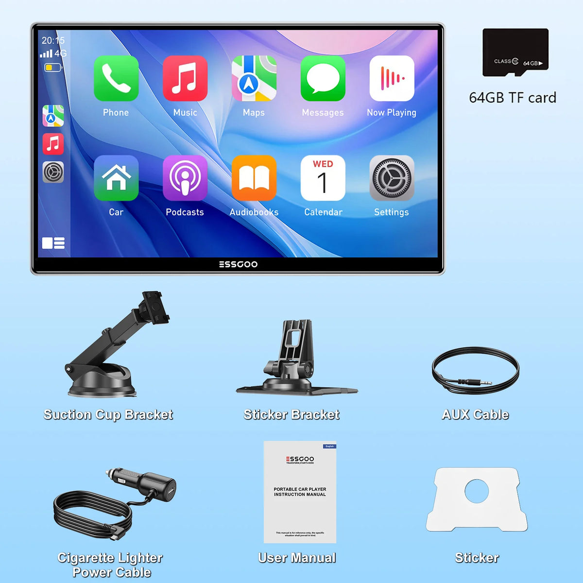 9-Inch Touchscreen Car Stereo with Apple CarPlay & Android Auto - image 8