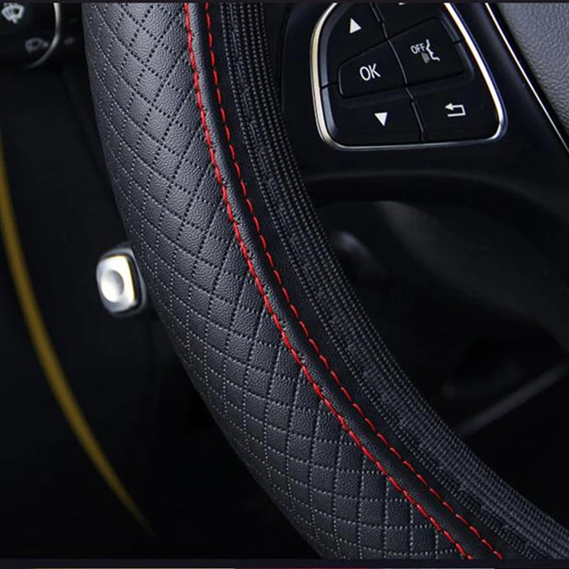 Universal Non-Slip Embossed Steering Wheel Cover, 37-38cm