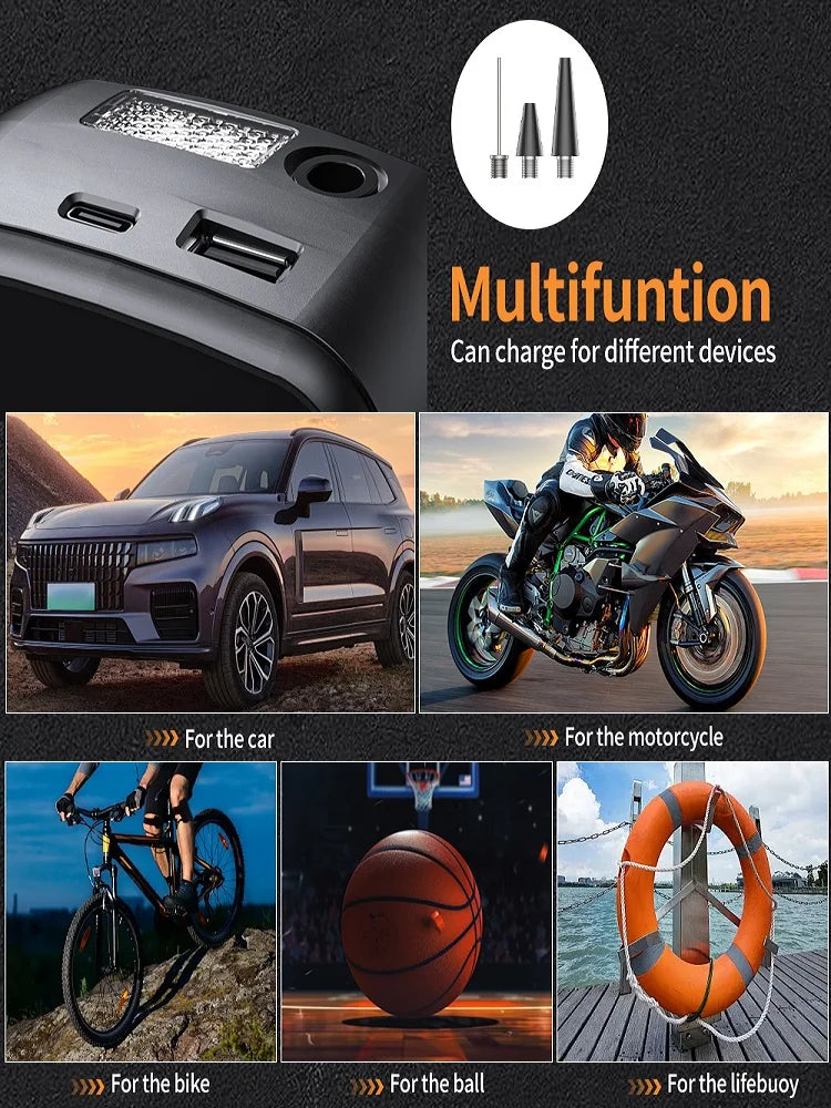 Portable Wireless Tire Inflator for Car, Motorcycle & Bike - image 3