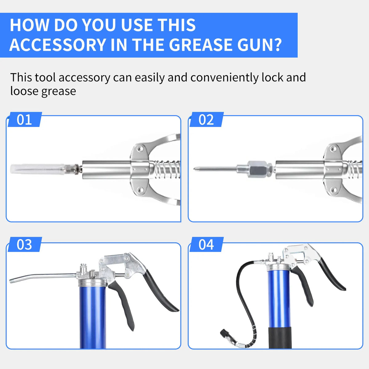 8000PSI Grease Gun Heavy Duty Pistol Grip Flex Hose Manual Grease Gun For SUV Truck General
