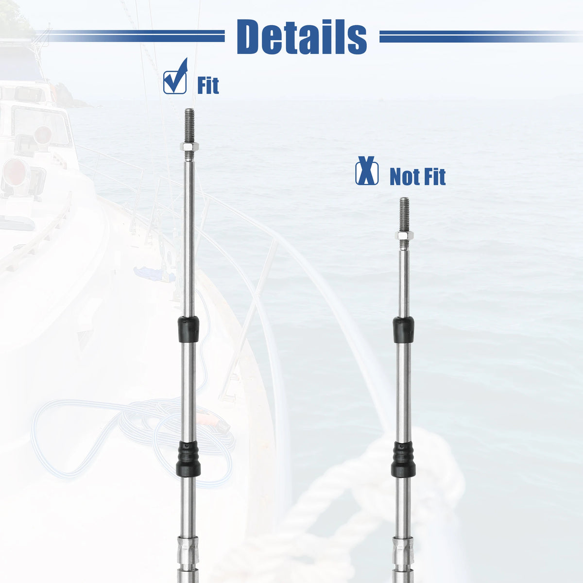Marine Throttle and Shift Control Cable Pair for Outboard Motors