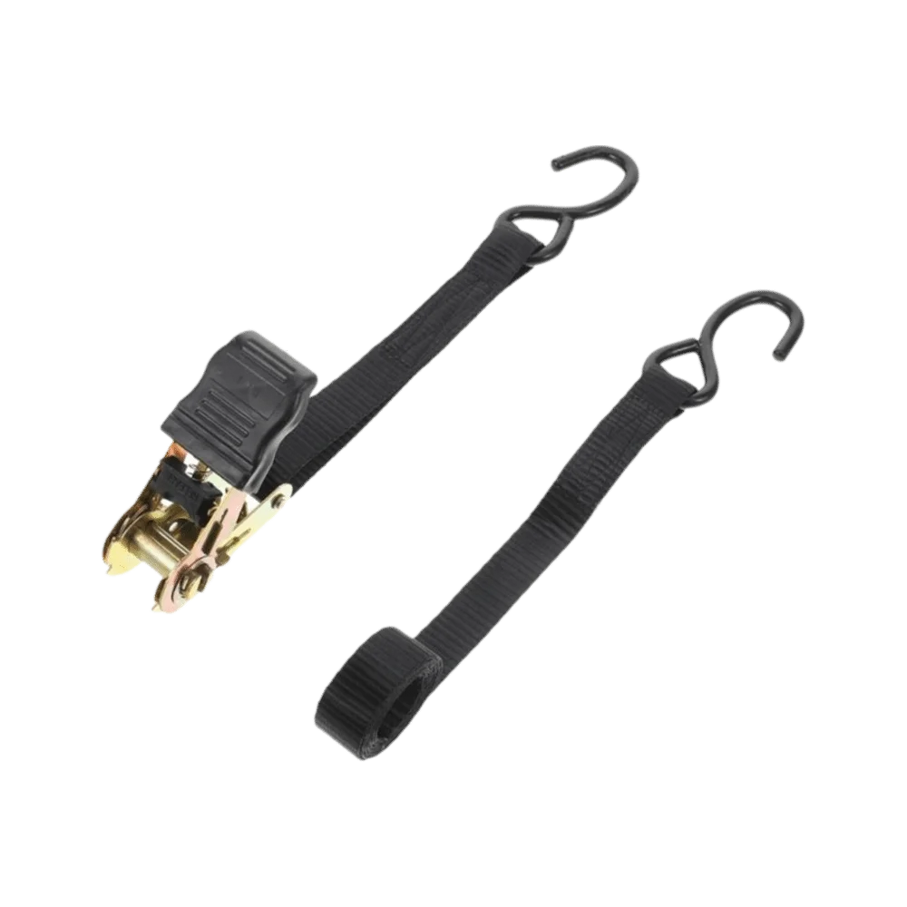 Black Polyester Ratchet Tie Down Straps 25mm Wide Rust-Proof Lashing Straps