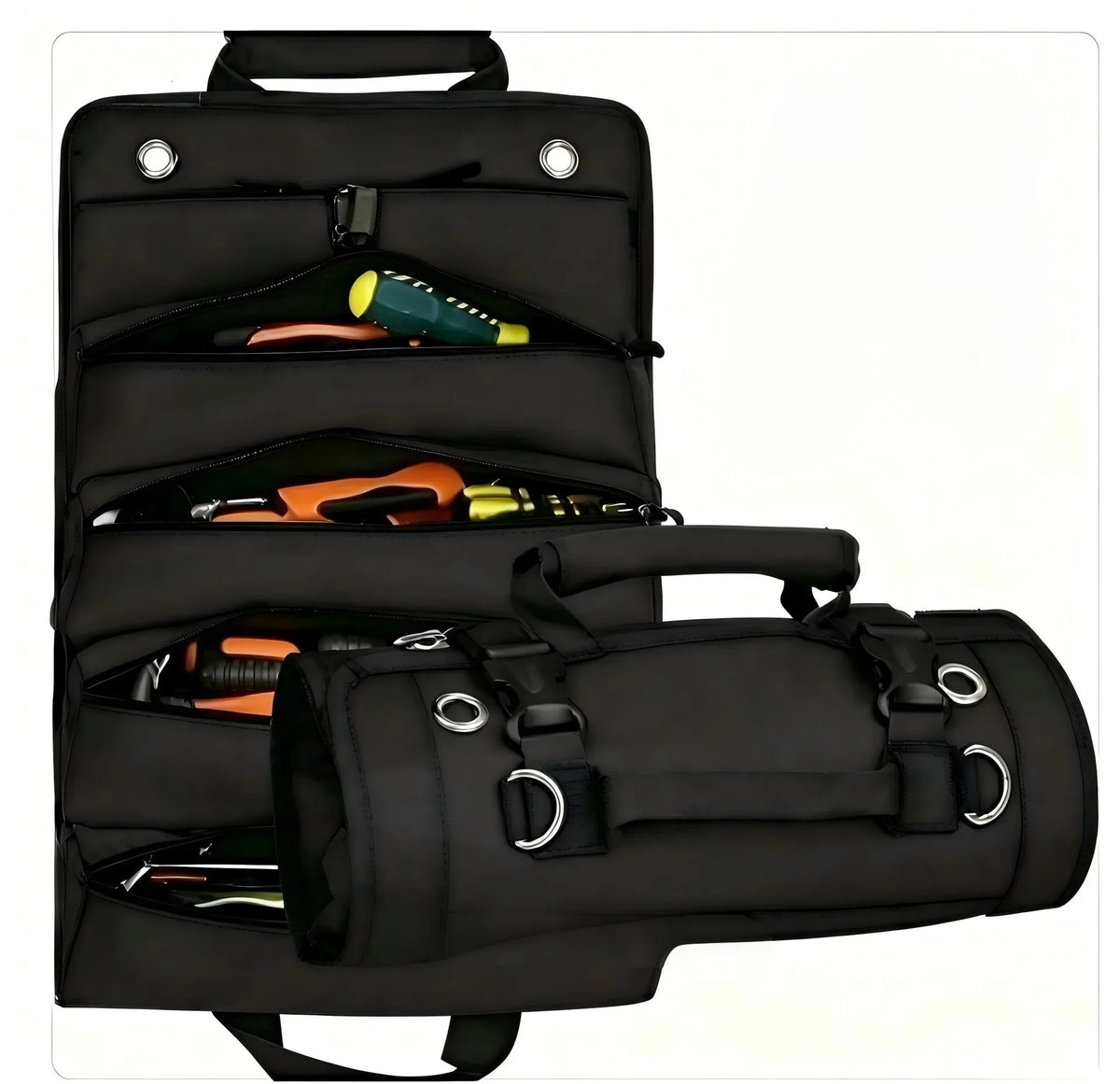 Tool Bag Organizer - Small Tool Bag With Detachable Pouches, Heavy Duty Roll Up Tool Bag Organizer With 6 Tool Pouches