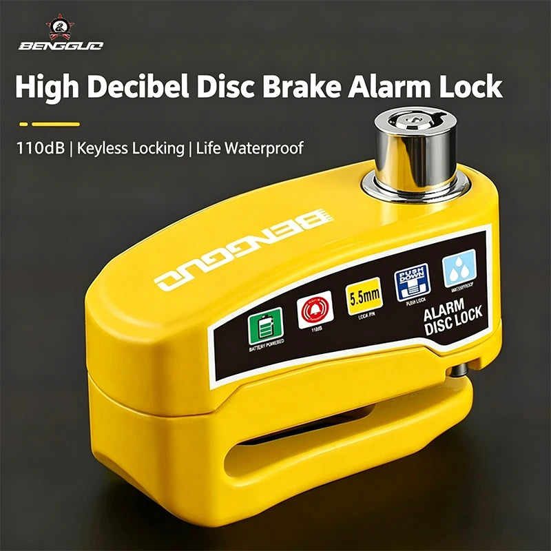 Motorcycle Alarm Lock Wheel Disc Brake Lock with Key Waterproof Aluminum Alloy Anti-Theft Scooter Alarma Disc Security Brakelock