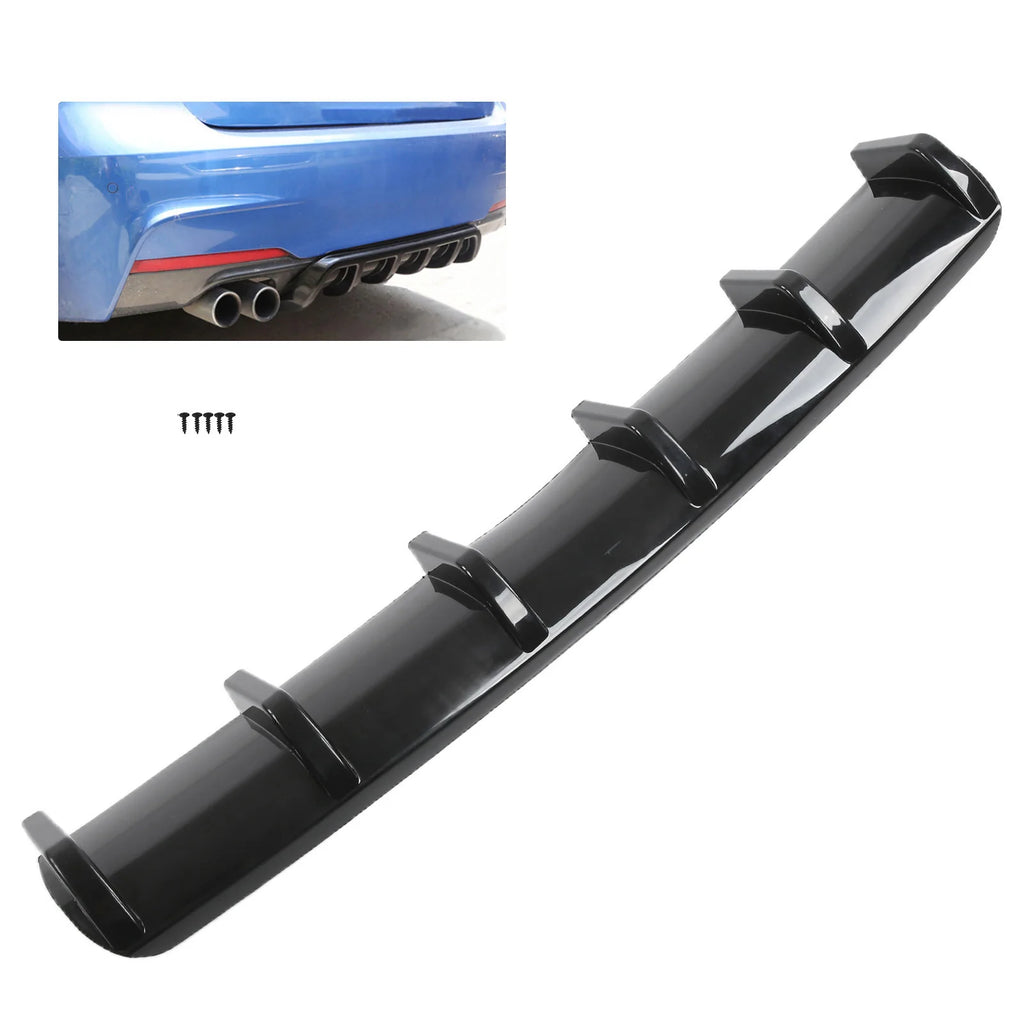 Rear Bumper Diffuser Fin Spoiler Chassis Splitter Glossy Black Aerodynamic Accessory for Car Rear Diffuser