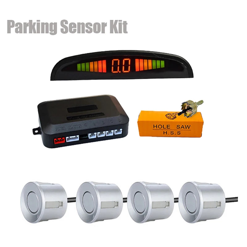 Car LED Parking Sensor Kit with 4 Radar Accurate Digital Display of Obstacle Distance Alarm Parktronic Kit Suitable For Most Car