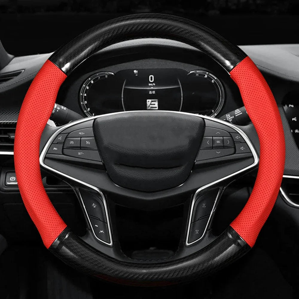 Universal Carbon Fiber Leather Steering Wheel Cover - Anti-Slip - image 5
