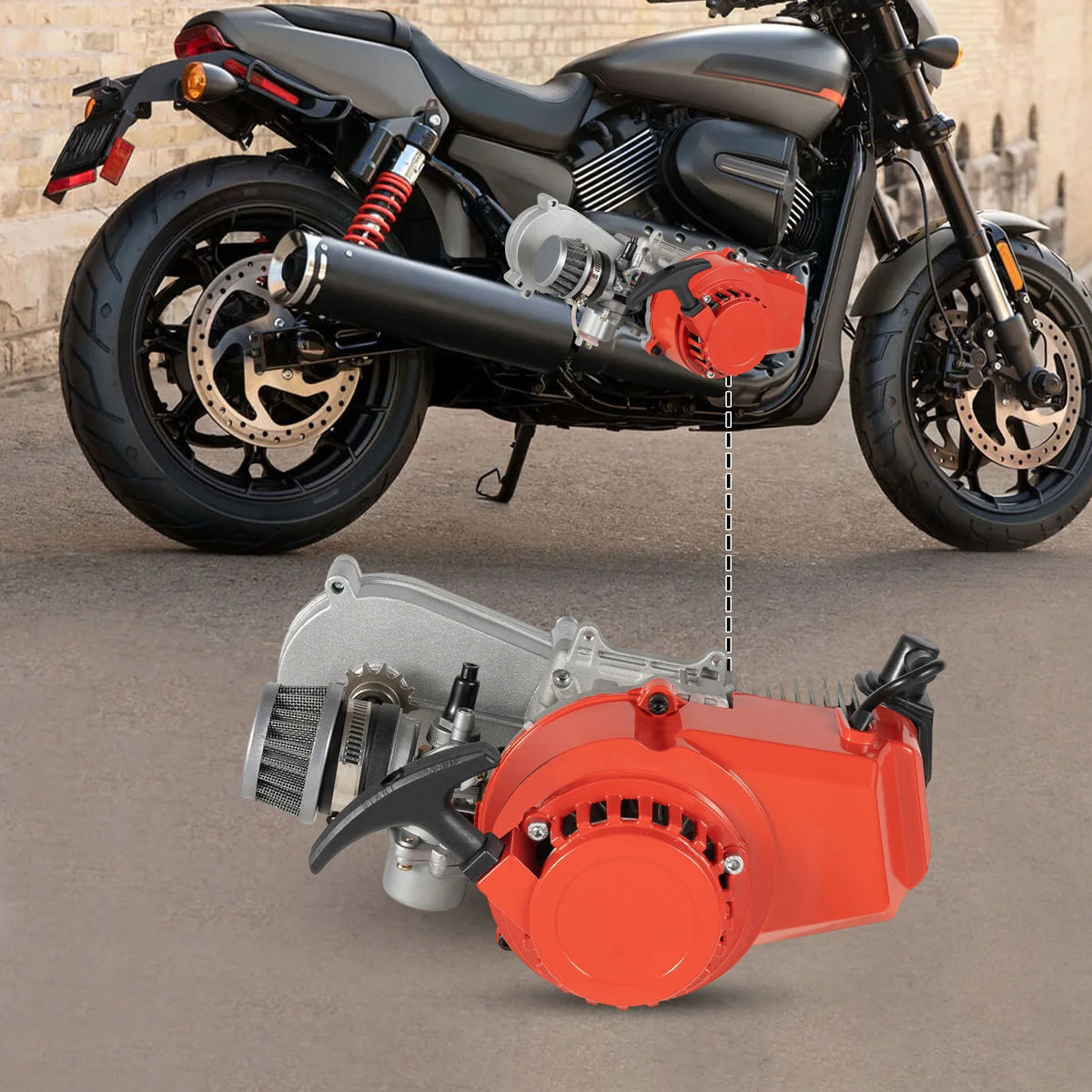 49cc 2-Stroke Engine with CVT Gearbox for Pocket Bikes and Mini ATVs