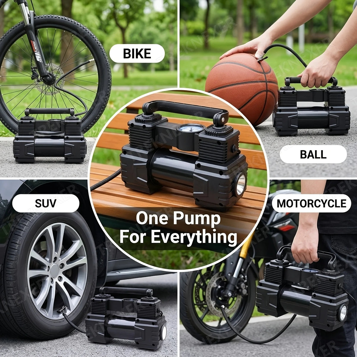 Tire Inflator Portable Air Compressor for Car Tires, 12V DC Auto Tire Pump with Digital Pressure Gauge, Emergency LED Light