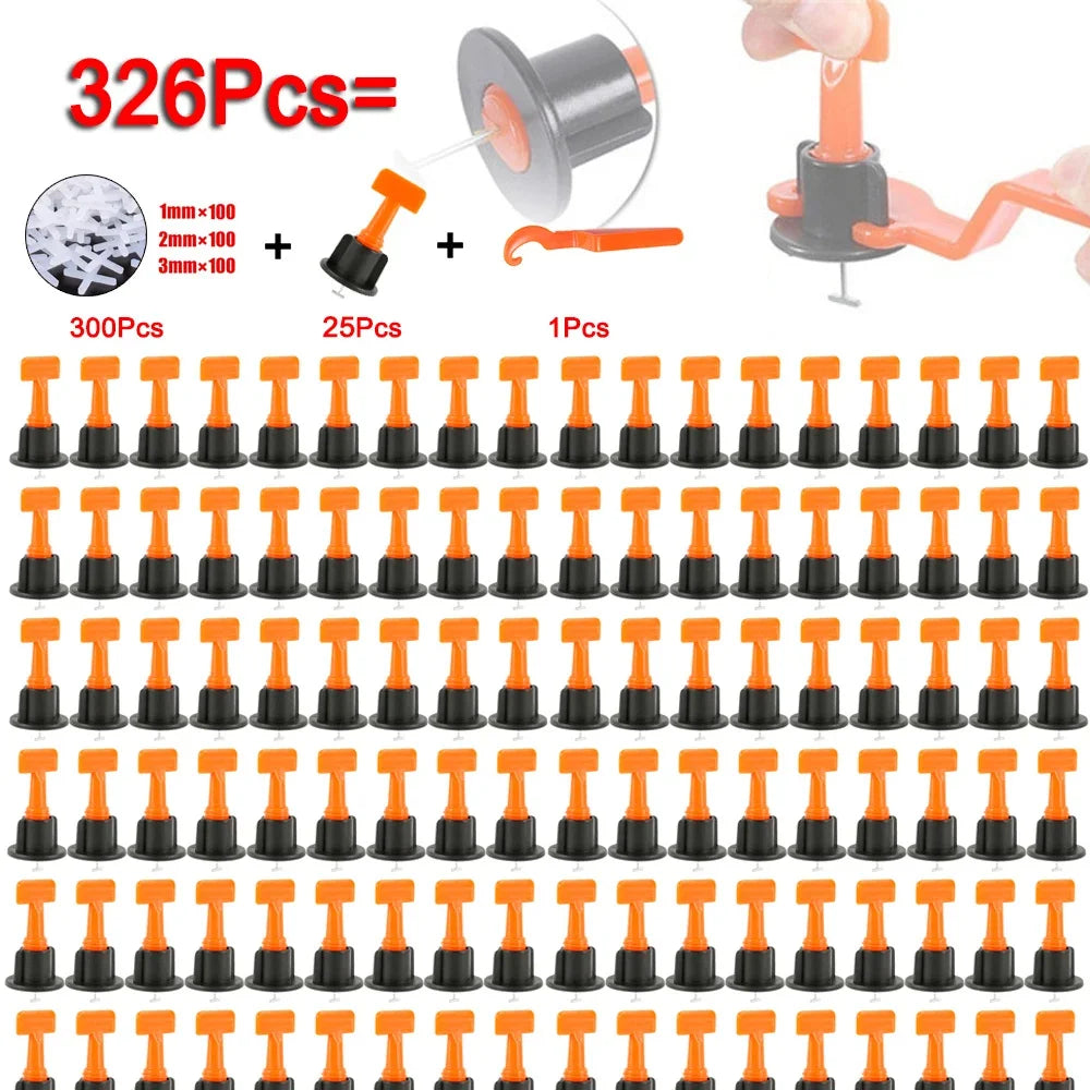 Tile Leveling System for Tile Laying Level Wedges Alignment Spacers for Leveler Locator Spacers Plier Flooring Wall 300+25+1 Pcs